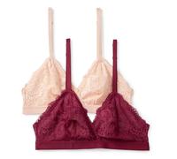 Amazon Essentials Reggiseno a Triangolo Elasticizzato in Pizzo Galloon Sfoderato, Morbido, Petalo/Bordeaux, S