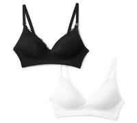 Amazon Essentials Reggiseno per Allattamento con Coppe Apribili con Clip in Microfibra Effetto Pesca con Bordo in Pizzo Donna, Pacco da 2, Nero/Bianco, 4A