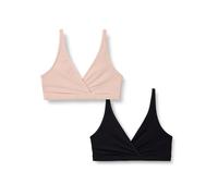 Amazon Essentials Reggiseno per Allattamento in Microfibra Effetto Pesca Donna, Confezione da 2, Nero/Petalo Chiaro, XS