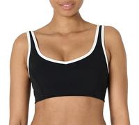 Amazon Essentials Reggiseno Sportivo Tecnico in FormFlex Morbidissimo, Sostegno Leggero con Scollo a V, con Bordatura a Contrasto Donna, Bianco/Nero, XS