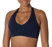 Amazon Essentials Reggiseno Sportivo Tecnico in FormFlex Morbidissimo, Sostegno Leggero con Scollo a V Allacciatura dietro il Collo Donna, Blu Marino, M