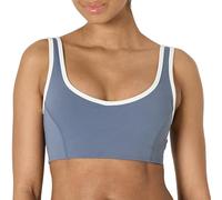 Amazon Essentials Reggiseno Sportivo Tecnico in FormFlex Morbidissimo, Sostegno Leggero con Scollo a V, con Bordatura a Contrasto Donna, Bianco/Grigio Ardesia, L