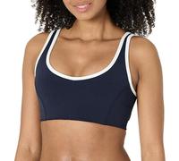 Amazon Essentials Reggiseno Sportivo Tecnico in FormFlex Morbidissimo, Sostegno Leggero con Scollo a V, con Bordatura a Contrasto Donna, Bianco/Blu Marino, XXL