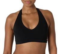 Amazon Essentials Reggiseno Sportivo Tecnico in FormFlex Morbidissimo, Sostegno Leggero con Scollo a V Allacciatura dietro il Collo Donna, Nero, XL