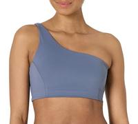 Amazon Essentials Reggiseno Sportivo Tecnico in FormFlex Morbidissimo, Sostegno Leggero, Monospalla, Spalline Incrociate sulla Schiena Donna, Grigio Ardesia, S