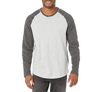 Amazon Essentials Regular-fit Long-sleeve Baseball Henley Shirt, Camicia Uomo, Grigio (Light Heather Grey/Charcoal Heather), Medium