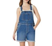 Amazon Essentials Salopette Corta in Denim, Mediamente Elasticizzata, con Spalline Regolabili, Vestibilità Comoda Donna
