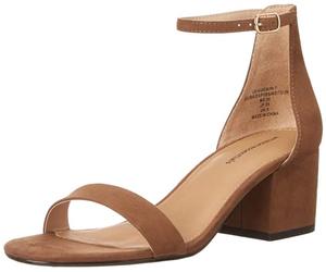 Amazon Essentials Sandali con Tacco e Due Cinturini Donna, Marrone, 38.5 EU Larga