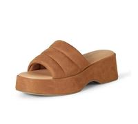 Amazon Essentials Sandali Slide On con Plateau Donna, Tan Micro Scamosciato, 37.5 EU