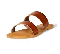 Amazon Essentials Sandalo A Punta Aperta Con Due Cinturini Donna, Tan, 37.5 EU