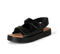 Amazon Essentials Sandalo con Plateau con 3 Cinturini Regolabili Donna, Nero Finta Pelle, 41 EU