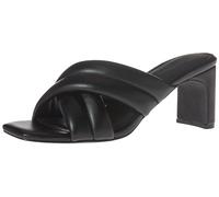 Amazon Essentials Sandalo con Tacco Incrociato con Cinturini Imbottiti e Soletta in Memory Foam Donna, Nero Finta Pelle, 37.5 EU