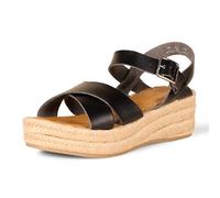 Amazon Essentials Sandalo Espadrillas Flatform Donna, Nero, 44.5 EU