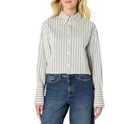 Amazon Essentials (Scelto da Demi Camicia Button-Down Corta Moderna in Popeline di Cotone, Elasticizzata, vestibilità Oversize Donna, Avorio Nero Righe, S