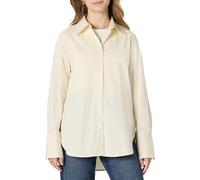 Amazon Essentials (Scelto da Demi Camicia Elegante Button-Down in Popeline di Cotone, Elasticizzata, vestibilità Oversize Donna, Crema, XXL