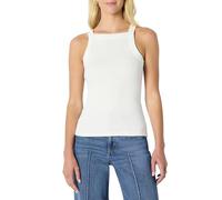 Amazon Essentials (Scelto da Demi) Canotta a Collo Alto a Costine, Elasticizzata, Vestibilità Aderente Donna, Bianco, XS