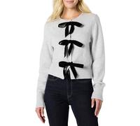 Amazon Essentials (Scelto da Demi) Cardigan a Maniche Lunghe Annodabile sul Davanti con Fiocchi, Vestibilità Classica Donna, Grigio Chiaro Puntinato, S