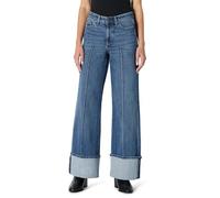 Amazon Essentials (Scelto da Demi) Jeans a Vita Alta, Gamba Larga con Risvolto Donna, Blu Medio Vintage, 44