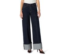 Amazon Essentials (Scelto da Demi) Jeans a Vita Alta, Gamba Larga con Risvolto Donna, Risciacquo, 46-48