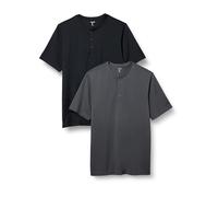 Amazon Essentials Serafino ad Asciugatura Rapida a Maniche Corte dalla vestibilità Standard Uomo, Pacco da 2, Carbone/Nero, XS