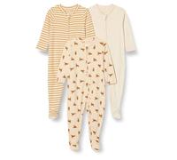 Amazon Essentials Set di 3 piedini unisex per bambini, per dormire e giocare, color avena, a strisce, tigre, 3-6 mesi