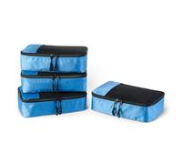 Amazon Essentials, Set di 4 Packing Cube, Accessori da Viaggio, Organizer per Bagagli con Doppia Cerniera, Parte Superiore in Rete, 100% Poliestere, Small, Blu Cielo (in Precedenza Amazon Basics)