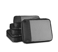Amazon Essentials, Set di 4 Packing Cube, Accessori da Viaggio, Organizer per Bagagli con Doppia Cerniera, Parte Superiore in Rete, 100% Poliestere, Large, Nero (in Precedenza Amazon Basics)