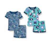 Amazon Essentials Set di Pigiama da Notte Attillati in Cotone Bambini e Ragazzi, Pacco da 2, Pianeti/Stampa Stelle, 6-7 Anni