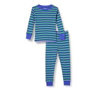 Amazon Essentials Set di Pigiama da Notte Attillati in Cotone - colori fuori produzione Unisex Bimbi, Blu Verde Righe, 12 mesi