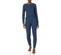 Amazon Essentials Set Pigiama a Nido d’Ape vestibilità Attillata, 2 Pezzi a Manica Lunga Donna, Blu Marino, L
