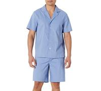 Amazon Essentials Set Pigiama con Camicia a Maniche Corte e Pantaloncini, da Notte e da Casa, Colletto con Risvolto e Bottoni sul Davanti in Popeline di Cotone Elasticizzato Uomo, Blu Fiordaliso, L