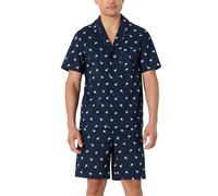 Amazon Essentials Set Pigiama con Camicia a Maniche Corte e Pantaloncini, da Notte e da Casa, Colletto con Risvolto e Bottoni sul Davanti in Popeline di Cotone Elasticizzato Uomo, Anatre Navy, M