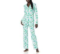 Amazon Essentials Set pigiama in flanella di pantaloni e camicia con bottoni frontali a maniche lunghe Donna, Ecru Alberi Di Natale, XS
