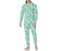 Amazon Essentials Set Pigiama in Maglia Uomo, Ecru Alberi di Natale, 6XL Plus