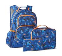 Amazon Essentials, Set Zaino Scolastico per Bambini con Borsa per il Pranzo e Astuccio - Zaino Resistente agli Strappi con Più Tasche - Kit per la Scuola - Blu Navy - Set di 3 Pezzi