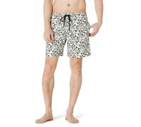 Amazon Essentials Shorts da Bagno da 18cm con Fodera Interna in Rete, Tasche, Chiusura con Coulisse Uomo, Nero Avorio Foglie Tropicali, L