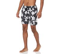 Amazon Essentials Shorts da Bagno da 18cm con Fodera Interna in Rete, Tasche, Chiusura con Coulisse Uomo, Nero Fiori di Ibisco, L