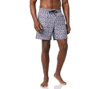 Amazon Essentials Shorts da Bagno da 18cm con Fodera Interna in Rete, Tasche, Chiusura con Coulisse Uomo, Blu Marino Bianco Motivo Floreale Piccolo, L