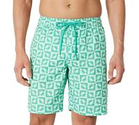 Amazon Essentials Shorts da Bagno da 23cm con Fodera Interna in rete, Tasche, Chiusura con Coulisse Uomo, Blu Chiaro Menta Verde Motivo Geometrico Solare, XL