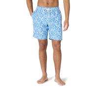 Amazon Essentials Shorts da Bagno da 23cm con Fodera Interna in Rete, Tasche, Chiusura con Coulisse Uomo, Blu Foglie Tropicali, L
