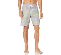 Amazon Essentials Shorts da Bagno da 23cm con Fodera Interna in Rete, Tasche, Chiusura con Coulisse Uomo, Grigio Righe, L