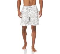 Amazon Essentials Shorts da Bagno da 23cm con Fodera Interna in Rete, Tasche, Chiusura con Coulisse Uomo, Grigio Fiori di Ibisco, L