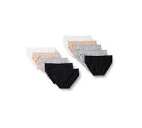 Amazon Essentials Slip Bikini in Cotone (Disponibile in Taglie Forti) Donna, Pacco da 10, Bianco/Grigio Puntinato/Nero/Rosa Chiaro, 44