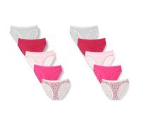 Amazon Essentials Slip Bikini in Cotone (Disponibile in Taglie Forti) Donna, Pacco da 10, Grigio/Rosa/Fiori, 46