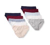 Amazon Essentials Slip Bikini in Cotone (Disponibile in Taglie Forti) Donna, Pacco da 10, Motivo Floreale Piccolo/Multicolore/Pois/Righe, 42