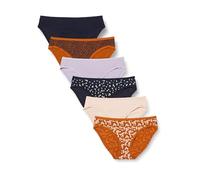 Amazon Essentials Slip Bikini in Cotone (Disponibile in Taglie Forti) Donna, Pacco da 6, Multicolore/Floreale/Stampa Petali, 50