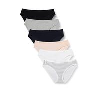 Amazon Essentials Slip Bikini in Cotone (Disponibile in Taglie Forti) Donna, Pacco da 6, Multicolore/mélange/Righe, 44