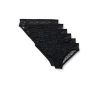Amazon Essentials Slip Brasiliana in Pizzo Elasticizzato Donna, Pacco da 6, Nero, 44