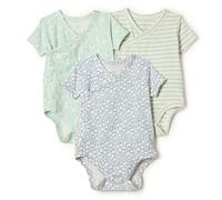 Amazon Essentials Sofia Grainge Body da bambina a maniche corte con bottoni laterali, confezione da 3, motivo: conigli/alberi rotondi/strisce, 18 mesi