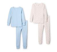 Amazon Essentials Sofia Grainge Pigiama Aderente in Cotone Unisex - Bambini e ragazzi, Celeste/Coniglietti Piccoli, 2 anni